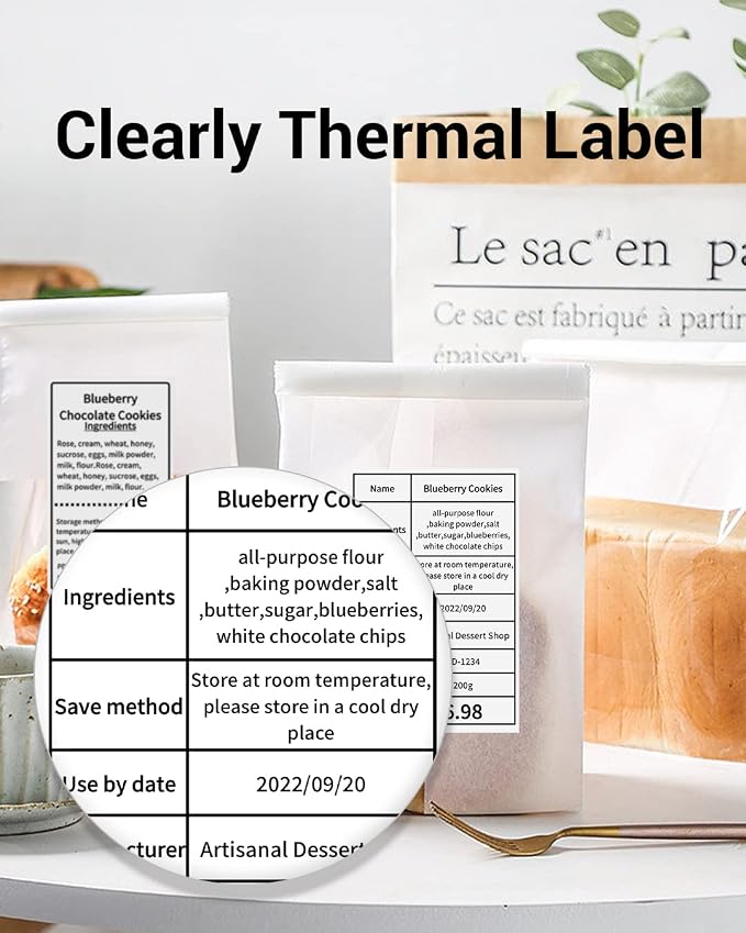 Phomemo Thermal Sticker Labels- 2.75"x1.57"(70x40mm) Thermal Label for M221/M220/M250/M260, for Barcode/Address/Mailing/Logo/Business/Home Tag, Black on White