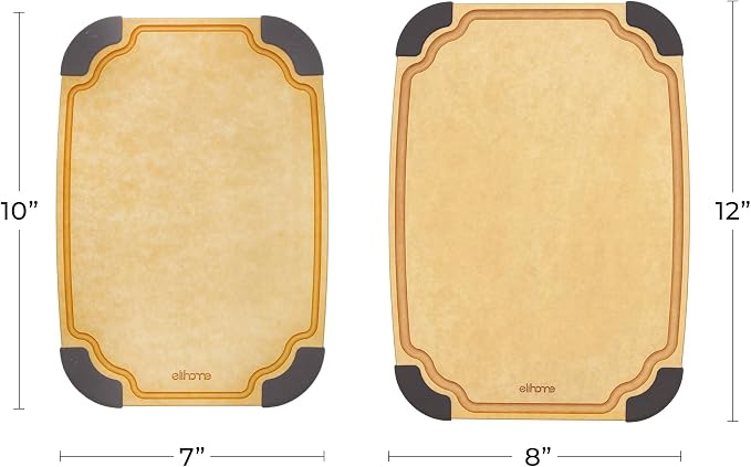 Essential Series 2-in1 Wood Cutting Board Set for Kitchen, Wooden Board for Chopping Vegetables, Bread, Cheese, Meat, Salad, Bread Board for Countertop, Butcher Block, Non-Slip