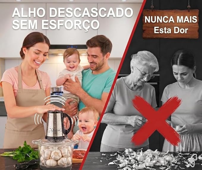Electric Garlic Peeler & Chopper 300W – Automatic Garlic Peeler Machine with 2L Jar & Dual Blades, Electric Garlic Mincer, Vegetable Chopper & Silicone Garlic Peeler Skin Remover Tool