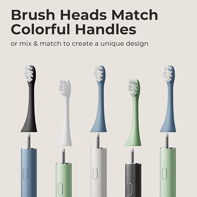 ODAY Electric Toothbrush Sets Blue+Green, 2 Pack Sonic Toothbrush with Wall Mounted Toothbrush Holder and 8 Brush Heads for Gift,Travel, Family, Friends