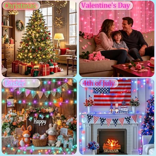 Pooqla Color Changing Christmas String Lights with Remote, 35 Colors 66FT 200LED String Lights Outdoor Halloween Decoration, Indoor Connectable Halloween Lights Plug in for Xmas Tree Decoration