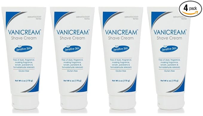 Vanicream Shave Cream for Sensitive Skin - 6 oz, Pack of 4