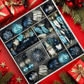68PCS Christmas Tree Ornaments Set, Blue Navy Gold Christmas Balls and Assorted Decorations, Shatterproof Hanging Ornaments with Hooks for Xmas Tree, Holiday Party Home Decor