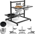 SHAINFUN Elevated Dog Bowl Stand with 4 Stainless Steel Bowls (58oz) & 1 Slow Feeder, 9 Height Adjustable Raised Dog Bowl from 4.9" to 14.5" for Large Dogs & Multi-Pet Homes