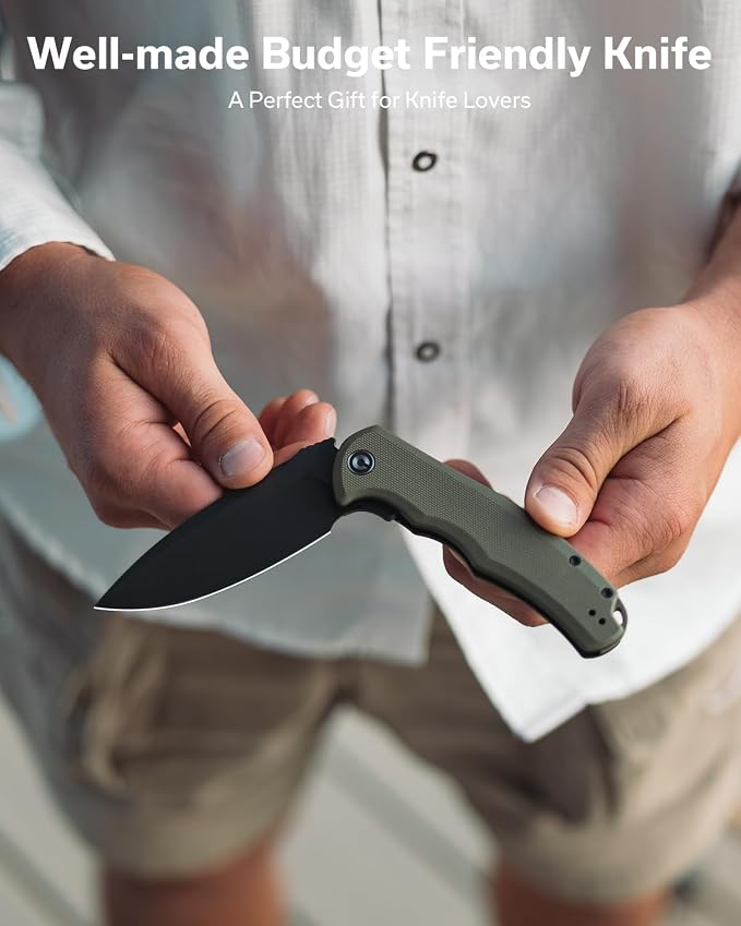 CIVIVI Praxis Folding Pocket Knife for EDC, 3.75" Blade G10 Handle C803F | Large Flipper Knife, Smooth Action, Comfortable Grip, Liner Lock, Deep Carry Reversible Clip, 9Cr18MoV Steel