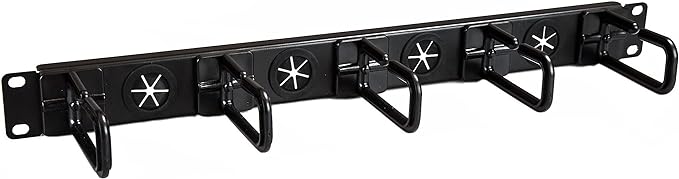 StarTech 1U 19in Horizontal Cable Manager, D-Ring, Steel (CABLMANAGERH) | Passthrough holes, 5 routing loops, Fits 2 or 4-post racks, M5 cage nuts and screws, EIA-310-E, 3.75in depth