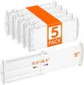 Lifewit 5" High 5 Pack Drawer Dividers, 11.5"-18.5" Adjustable Deep Drawer Organizer Clothes, Expandable White Plastic Separators for Dresser, Kitchen, Cabinet, Nursery, Office Organization & Storage