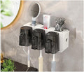 Toothbrush Rack Toothbrush Rack Free Punching Bathroom Mouthwash Cup Hanging Wall Brushing Cup Wall-Mounted Toothbrush Hair Dryer Rack Bathroom Toothbrush Holder(B)