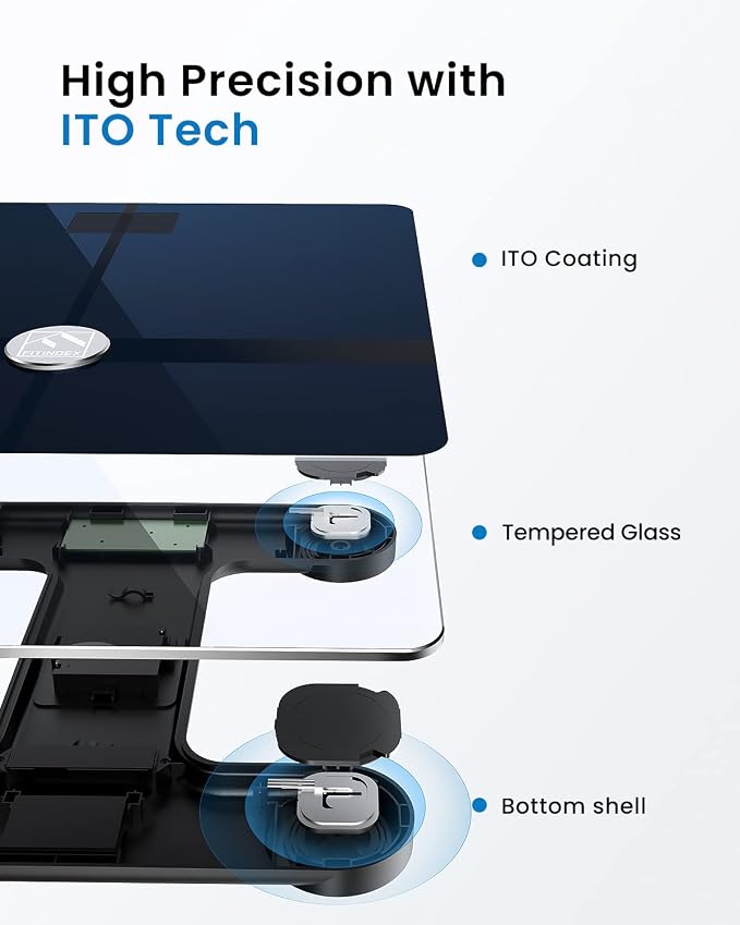 FITINDEX Wi-Fi Scale for Body Weight, Smart Scale with BMI, Body Fat, Muscle Mass, Digital, Bluetooth, Bathroom,13 Body Composition Analysis Health Monitor