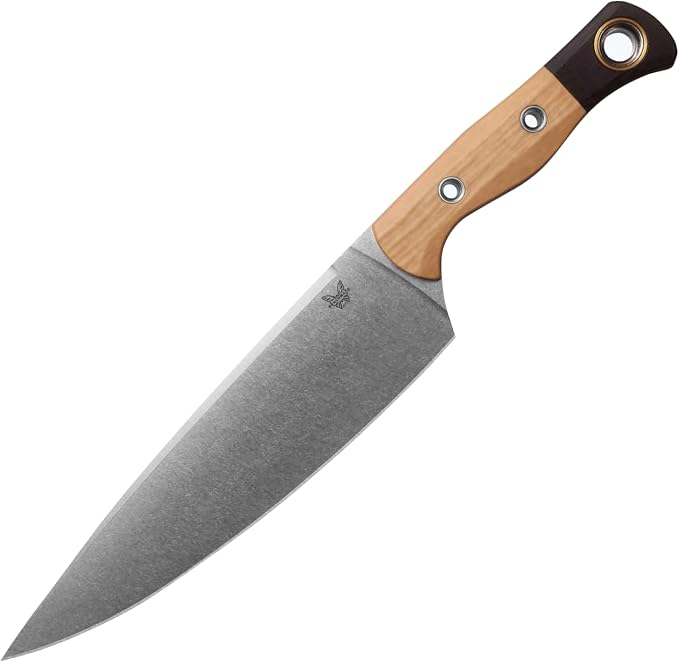 Benchmade Chef Knife Kitchen Knife, CPM-154 Steel Blade (4025-02) | Maple Valley Black Bolster Richlite / G10 handle with black bolster, Drop-Point blade