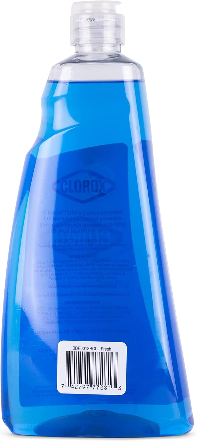 Clorox Ultra Concentrated Dishwashing Liquid Dish Soap with Oxi, Fresh Scent, 26 Fl Oz | Bleach-Free, Powers Through Grease, Perfect for Dish washing and Cleaning Dish Detergent Liquid