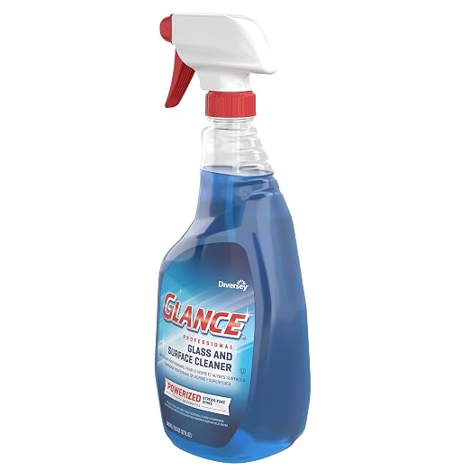 Glance CBD539636 Powerized Professional Glass & Surface Cleaner, Streak Free Commercial Ammoniated Window Spray, Ready-to-Use, 32-Ounce (Pack of 8)