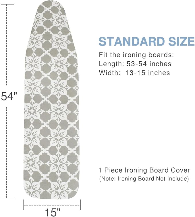 VividPaw Ironing Board Cover and Pad, Thick Padding, Elastic Edge, Silicone Coated, Resist Scorching, Adjustable Fastener, Heavy Duty Padded Iron Board Covers (Floral Tiling, 15" x 54")