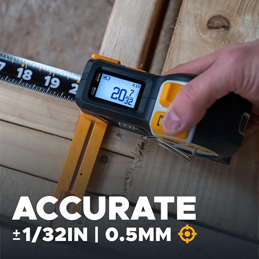 REEKON T1M Utility Digital Tape Measure 16 ft (English) – Bluetooth Smart Measuring Tool, 1/32” Accuracy, Saves 1000+ Measurements, LCD Display, 150 Hour+ Battery Life & Rechargeable