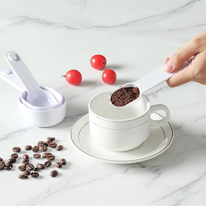 COOK WITH COLOR Measuring Cup Set - 9 PC. Nesting Stackable Liquid Measure Cup, Dry Measuring Cups and Spoons with Funnel and Scraper (White)