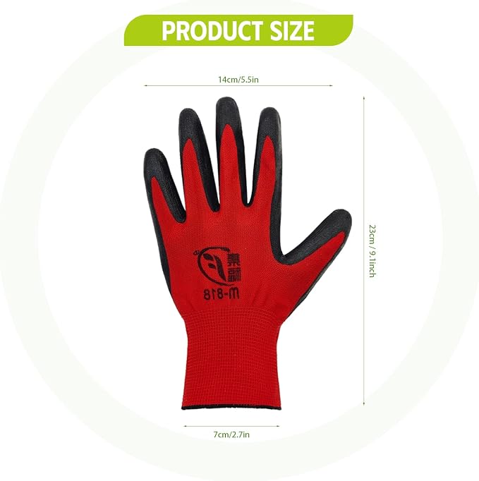 WHEATHUSK 100 Pack Gardening Gloves Bulk for Men Women, Breathable Nitrile Rubber Coated Garden Gloves Dipped Gripping Work Gloves for Construction, Gardening