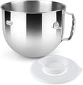 Stainless Steel Lift Bowl Compatible with Kitchenaid 7-qt. Mixing Bowl with Ergonomic Handle and Lid