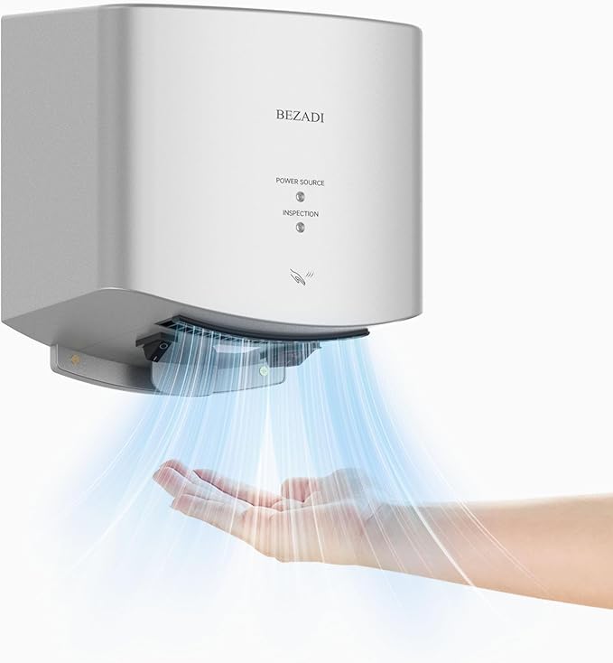 High-Speed Hand Dryer Automatic Hot & Cold Airflow,1250W 110V Wall Mounted Hand Dryer for Home Bathroom, Compact Commercial Hand Dryer Silver
