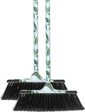 Superio Leaf Design Sweeping Broom for Home & Kitchen, Horsehair Bristle Push Broom with 48-Inch Wooden Handle, Indoor & Outdoor Floor Cleaner for Hardwood, Tile, Granite, Parquet, Pack of 2