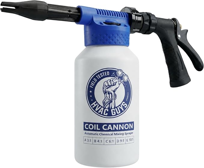 HVAC Guys Coil Cannon | AC Coil Cleaner Automatic Foaming Mixing Sprayer | Compatible with All Cleaners & Chemicals | 5 Dilution Ratios