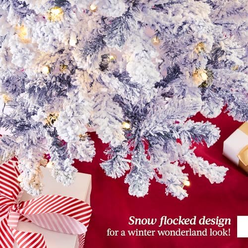 Best Choice Products Artificial Flocked Christmas Tree, 6ft Premium Pre-Lit Colorful Pine Holiday Décor w/250 Twinkle Lights, Metal Base - Lavender