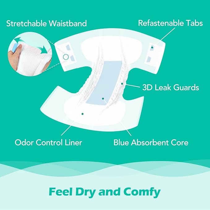 SUNKISS TrustPlus Adult Diapers with Maximum Absorbency, Disposable Incontinence Briefs with Tabs for Men and Women, Odor Control, XXLarge, 15 Count (Pack of 2)