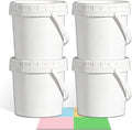 4 Pack 34oz Food Grade Plastic Buckets with Screw Lids & Handle, Reusable Storage Containers for Snacks, Salad, Sauce - White Freezer Safe Bucket Set