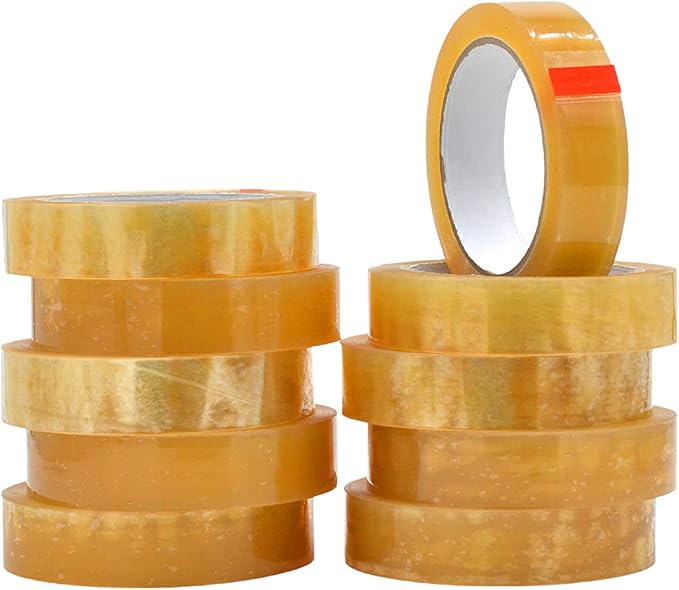 WOD BCST Biodegradable Packaging Tape, Clear, 1 inch x 72 yds (Pack of 10) Cellophane Stationery Eco Friendly Tape for Carton Sealing, Moving, Shipping, & Office
