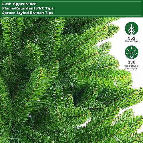 SHareconn 6.5ft Prelit Premium Artificial Classic Spruce Christmas Tree with Remote Control,Timer