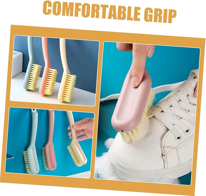 GALPADA 3pcs Multipurpose Shoe Brush Ergonomic Handle Scrub Brushes for Removal Soft Bristles for Household Shoe Care