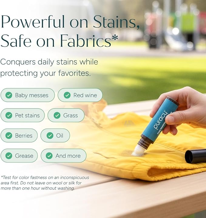 Puracy Stain Remover Pen Stain Stick, Travel and Laundry Stain Cleaner for Clothes, Baby Essentials, Kids Stains, Oil and Fabric Spot Cleaner, (Pen, 1 pack)