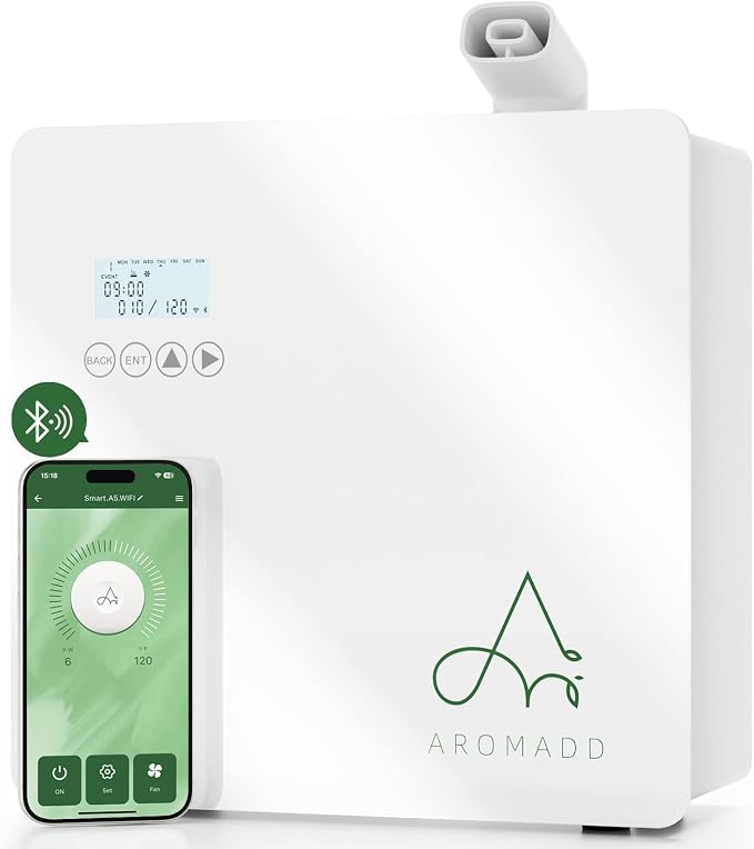 2025 Upgraded 3500 Sq.Ft Smart Scent Diffuser - HVAC System, Whole House Aroma & Hotel Collection Diffuser, Waterless Essential Oil Diffuser for Home Large Room, Cold Air Tech, 600mL (White)