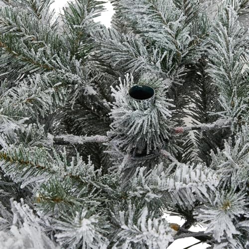 GarveeHome 6 ft Pencil Christmas Tree, Pre-Lit Frosted Artificial Tree, Skinny Xmas Trees Holiday Decoration, with LED Light and Metal Base