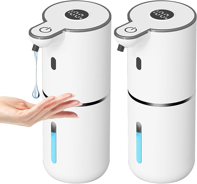 OHIFAST 2 Pack Automatic Liquid Soap Dispenser Touchless, USB Rechargeable Smart Hand Soap Dispenser, 6-Level Adjustable, 12.8oz/380mL Wall Mount for Bathroom Kitchen Dish Soap-White