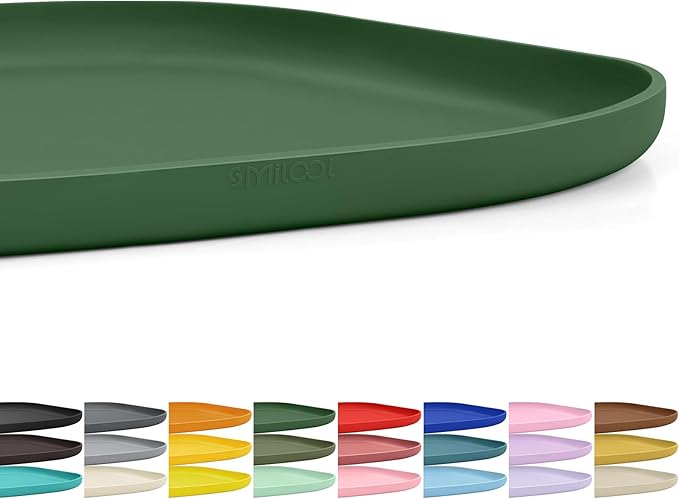 SMILOOL Waterproof Silicone Pet Food Mat with Raised Edge for Dog & Cat | 12" x 12" Non-Slip Small Pet Feeding Mats with Lip for Food & Water Bowl, Food Grade, Easy Cleaning, Dark Olive