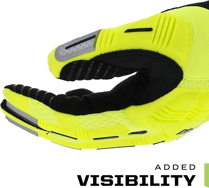 Mechanix Wear Size 10 Hi-Viz Yellow M-Pact Synthetic Leather And TrekDry Full Finger Anti-Vibration Gloves With Hook And Loop Cuff, Large (SMP-91-010)