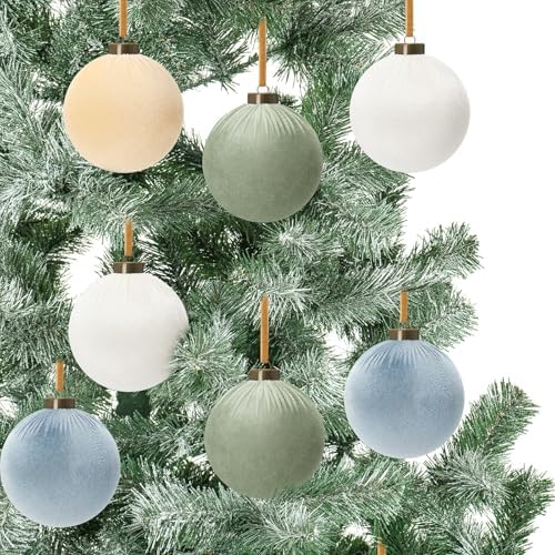 Liliful 12 Pcs Extra Large Velvet Christmas Balls Velvet Ornaments for Christmas Tree Flocked Shatterproof Xmas Tree Balls Bulk for Holiday Party Xmas Trees Hanging Decorations(4 Inch,Morandi)