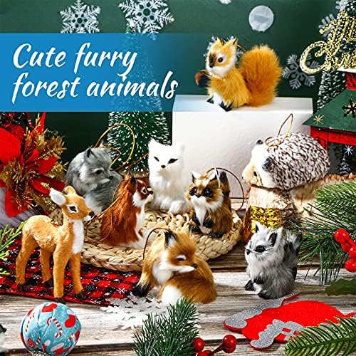 Skylety 15 Pcs Woodland Animal Ornaments Bulk,Various Animals
