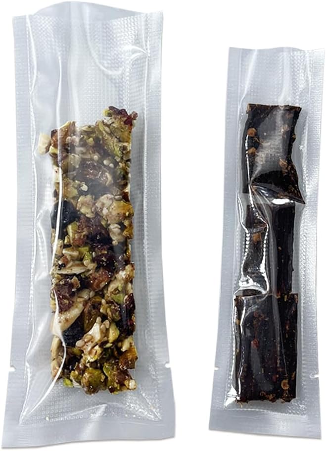 100 Pack Clear Embossed Vacuum Bags for Food Saver 2.76x7.87 inch | Flat Open Top Packets, Heat Seal Tear Notch Pouches, Vacuum Sealer Sacks, Jerky Sticks Food Storage, Freezer Safe