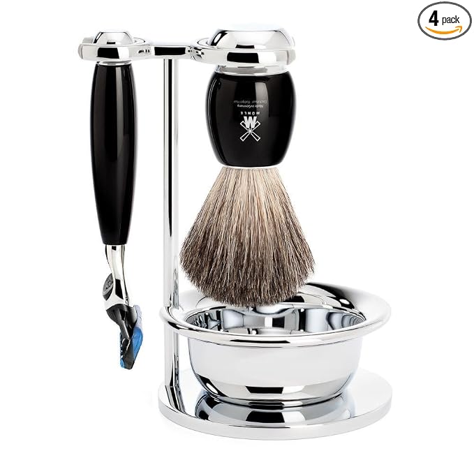 MÜHLE VIVO Black 4-piece Pure Badger 5-Blade Razor Shaving Set