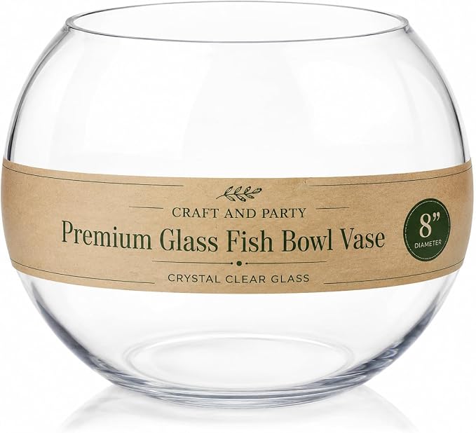 Glass Bubble, 6" Height x 8" Width Glass Fish Bowl Vase, Bubble Bowl vase for Terrarium, Flower vase Centerpiece
