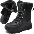 Womens Winter Snow Boots Mid-Calf Booties Warm Fur Lined Cold Weather Shoes