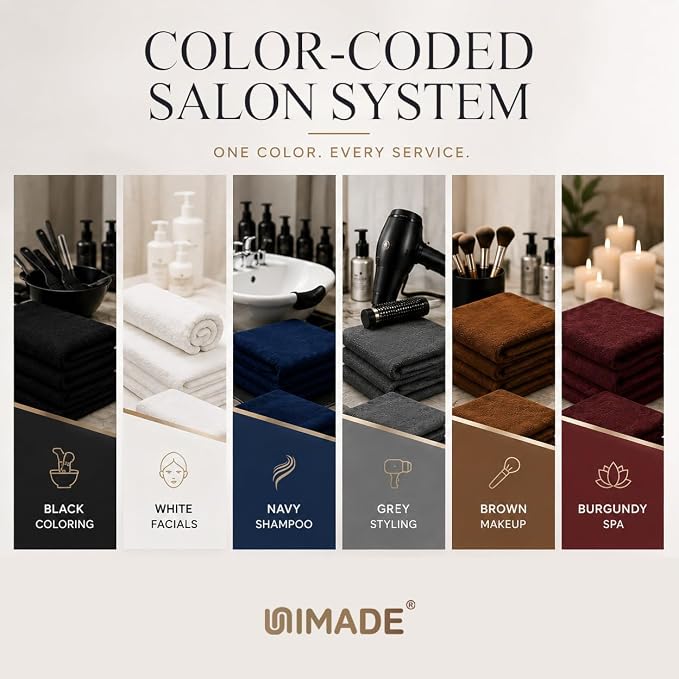 UNIMADE Salon Towels 48 Pack, Microfiber Barber Towels Bulk | (16x29 inches) Hair-Drying Cloth Super Soft Hand Cloth for Gym, Bath, Spa and Home Beauty Care(Not Bleach Proof) - Multicolor