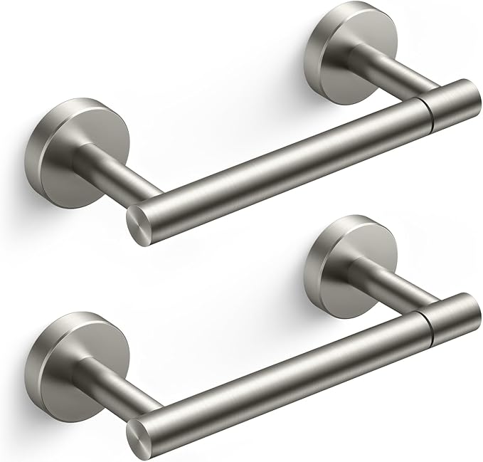 FORIOUS Toilet Paper Holder Wall Mount, Stainless Steel Rustproof Double Post Pivoting Tissue Roll Holder for Bathroom, Commercial Toilet Paper Dispenser (2 Pack, Stainless Steel)
