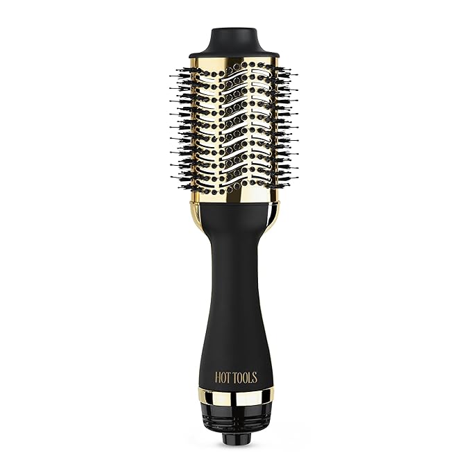 HOT TOOLS 24K Gold Blow Dryer Brush, Round Brush Blow Dryer for Salon-Worthy Blowouts in One Step, Fast Styling & Long-Lasting Results