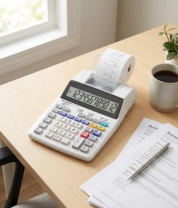 Sharp SH-EL1750V Printing Calculator, Black/Red