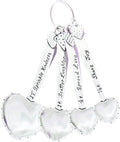Heart Shaped Pewter Measuring Spoons Set of 4 Kindness Laughter Love Joy
