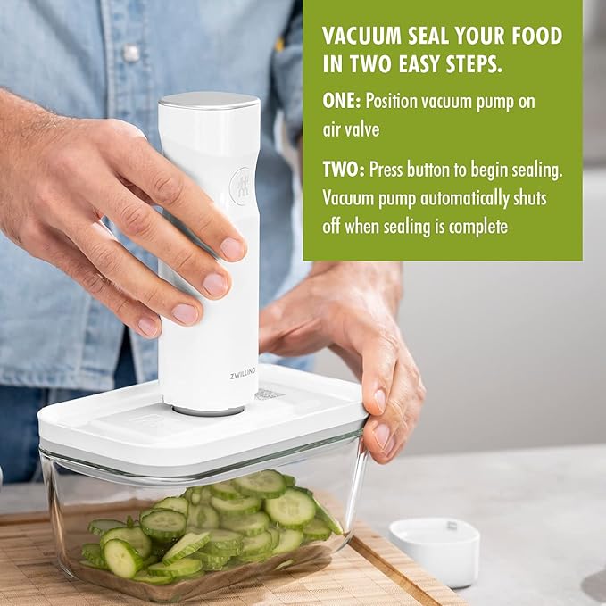 Zwilling Fresh & Save 3-Pc Glass Food Storage Container Set | Airtight Glass Containers Keep Food Fresh Up to 5X Longer with the Fresh & Save Vacuum Pump (Pump Not Included).