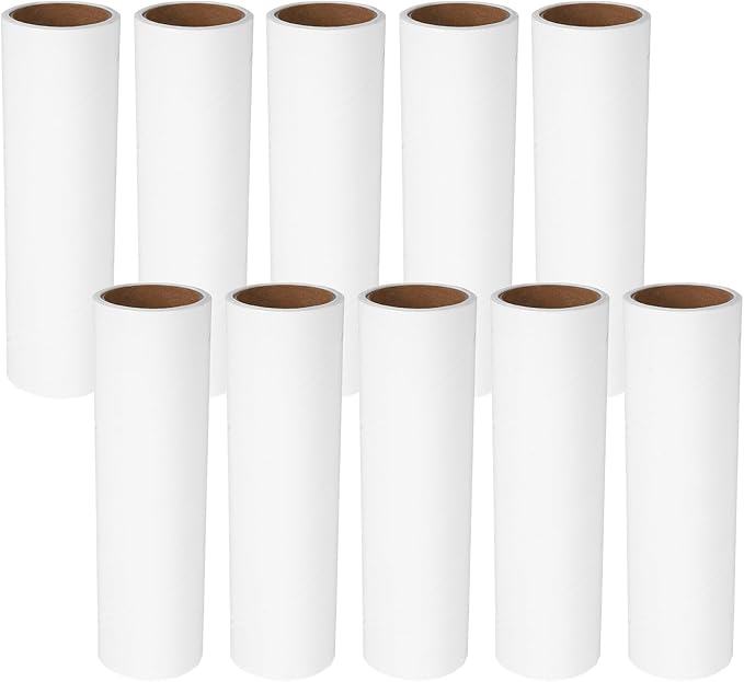 Lint Roller Refills 10 Rolls 38mm Core Sticky Replacement for Pet Hair Remover, Furniture and Car Seat Lint Roller Refill Pack, White Tape for Household Cleaning
