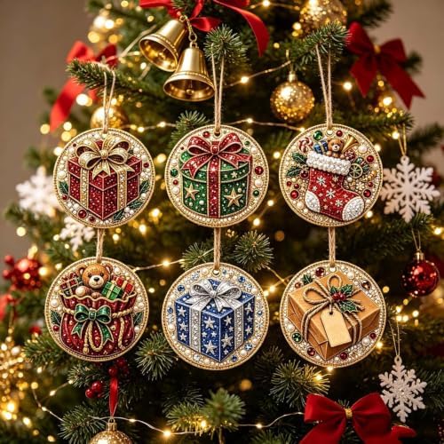 6PCS Christmas Ornaments DIY Pearl Diamond Art Kits for Adult Holiday